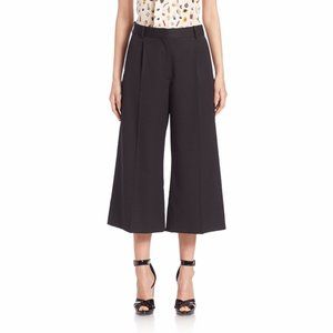 ALEXANDER MCQUEEN Black Grain De Poudre Crop Pants